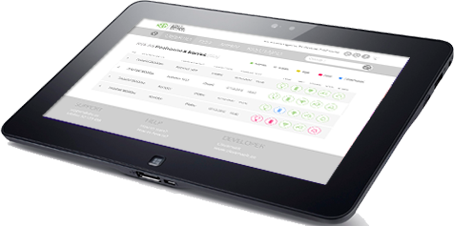 SBS software shown on a tablet computer